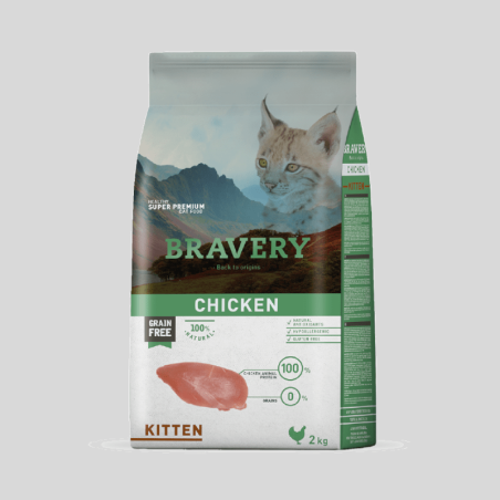 Alimento para BRAVERY Gato kitten pollo 2 kg | alimento premium para gatos | Bassa Pet