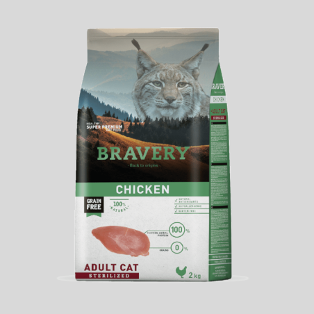 BRAVERY Gato adulto Esterilizados Pollo | Alimento Premium para gatos | Bassa Pet