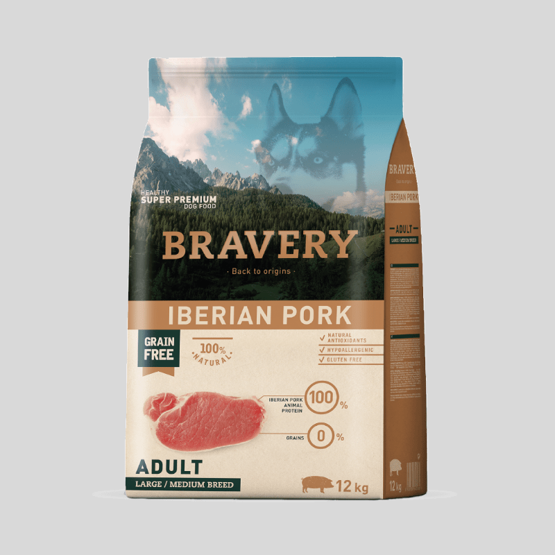 BRAVERY Iberian Pork Adulto Large / Médium 12 kg | Alimento Premium | Bassa Pet BRAVERY Iberian Pork Adulto Large / Médium 12 kg | Alimento Premium | Bassa Pet