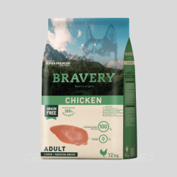 BRAVERY Pollo Adulto Large / Médium 12 kg | Alimento Premium para Perros Adultos | Bassa Pet