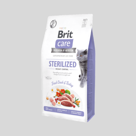 BRIT CARE Gato Sterilized Weight Control Fresh Duck & Turkey | Alimento Premium para Gatos Esterilizados | Bassa Pet
