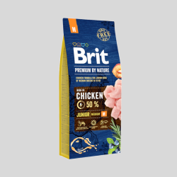 BRIT Premium by Nature Junior Medium 15 kg | Alimento Premium para Cachorros de Razas Medianas | Bassa Pet