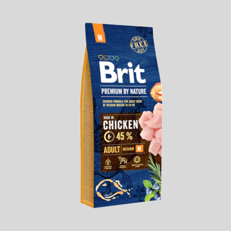 BRIT Premium By Nature Adulto Medium 15 kg | Alimento Premium para Perros Adultos de Razas Medianas | Bassa Pet