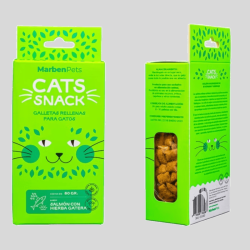 CATS SNACK Galletas Rellenas de Salmón y Hierba 80grs |Premio Saludable para GATOS | Bassa Pet