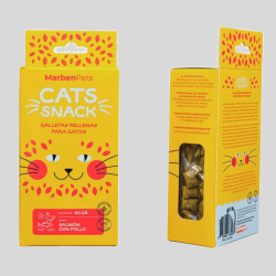 CATS SNACK Galletas Rellenas de Salmón y Pollo 80grs |Premio Saludable para GATOS | Bassa Pet