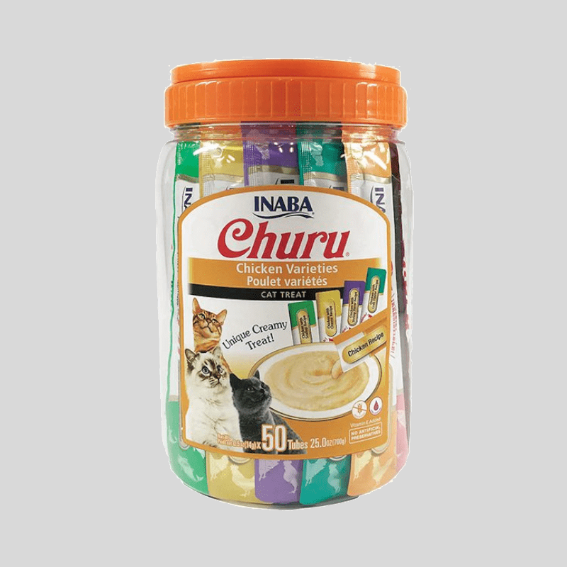 CHURU Pote Variedades Atún Mix 50 Tubos | Deliciosos Bocadillos para Gatos | Bassa Pet CHURU Pote Variedades Atún Mix 50 Tubos | Deliciosos Bocadillos para Gatos | Bassa Pet