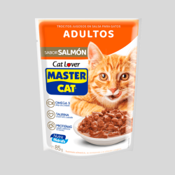 MASTER CAT Salsa Adulto Salmón 85g | Alimento Húmedo para Gatos | Bassa Pet