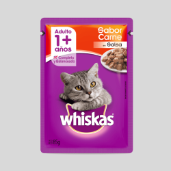 WHISKAS Húmedos Salsa Carne 85g | Alimento Húmedo para Gatos | Bassa Pet