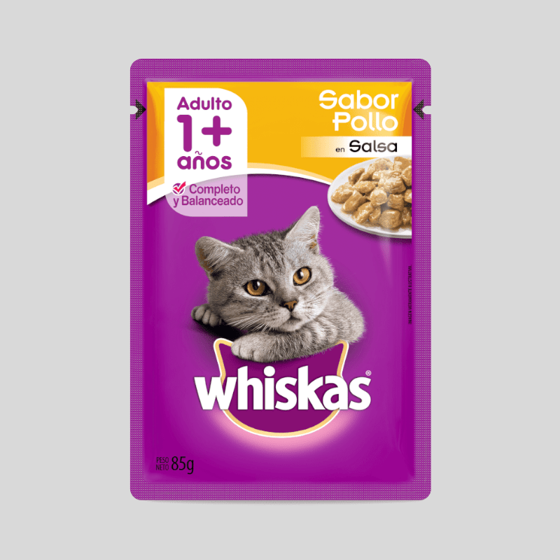 WHISKAS Húmedos Salsa Pollo 85g | Alimento Húmedo para Gatos | Bassa Pet WHISKAS Húmedos Salsa Pollo 85g | Alimento Húmedo para Gatos | Bassa Pet