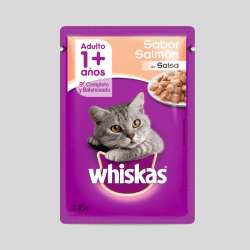 WHISKAS Húmedos Salsa Salmon 85g | Alimento Húmedo para Gatos | Bassa Pet