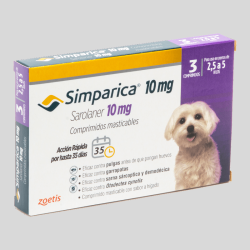 SIMPARICA Antiparasitario Externo 3 Comp. 10mg para Perros de 2.5 a 5kg | Protección Antiparasitaria | Bassa Pet