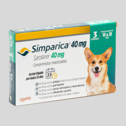 SIMPARICA Antiparasitario Externo 3 Comp. 40mg para Perros de 10 a 20kg | Protección Antipulgas y Garrapatas | Bassa Pet
