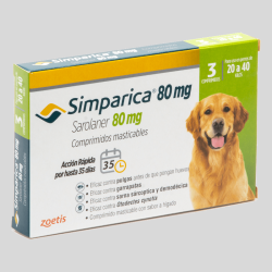 SIMPARICA Antiparasitario Externo 3 Comp. 80mg para Perros de 20 a 40kg | Protección Antipulgas y Garrapatas | Bassa Pet