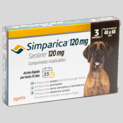SIMPARICA Antiparasitario Externo 3 Comp.120mg para Perros de 40 a 60kg | Protección Antipulgas y Garrapatas | Bassa Pet
