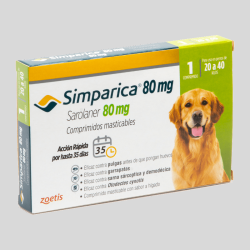 SIMPARICA Antiparasitario Externo 80mg para Perros de 20 a 40kg | Protección contra Pulgas y Garrapatas | Bassa Pet