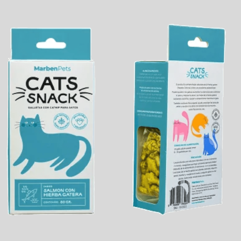 CATS SNACK Galletas Salmón y Hierba Gatera 80g | Snack para Gatos | Bassa Pet