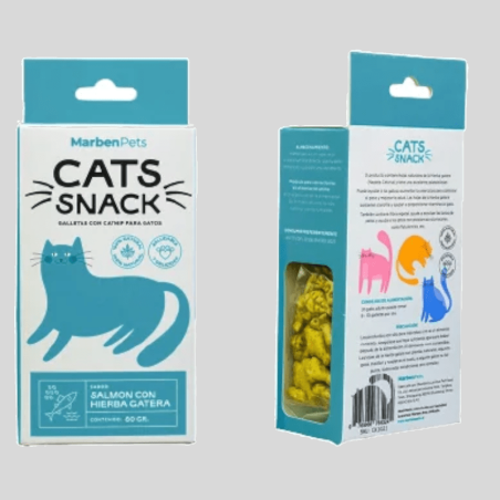 CATS SNACK Galletas Salmón y Hierba Gatera 80g | Snack para Gatos | Bassa Pet