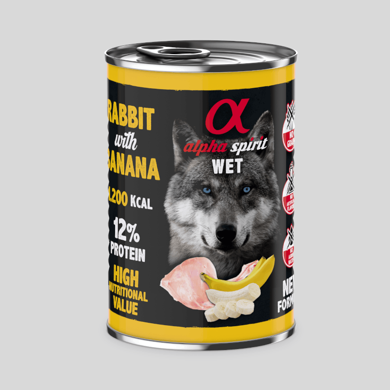 Alpha Spirit Paté Conejo con Plátano 400g | Alimento Húmedo Natural Perros |  Bassa Pet