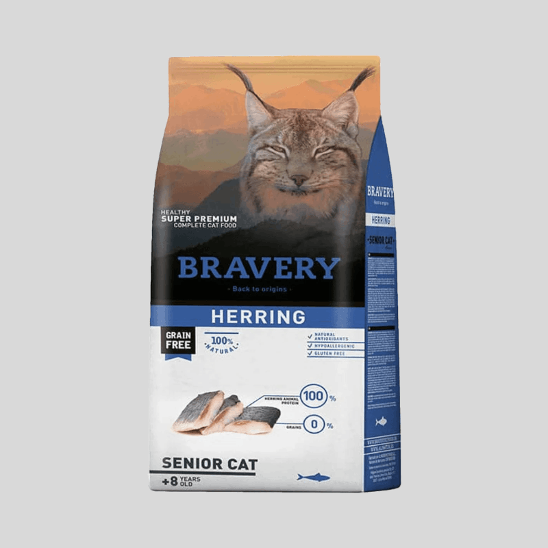 Bravery Gato Senior Herring 2kg | Alimento para Gatos Mayores Grain Free | Bassa Pet